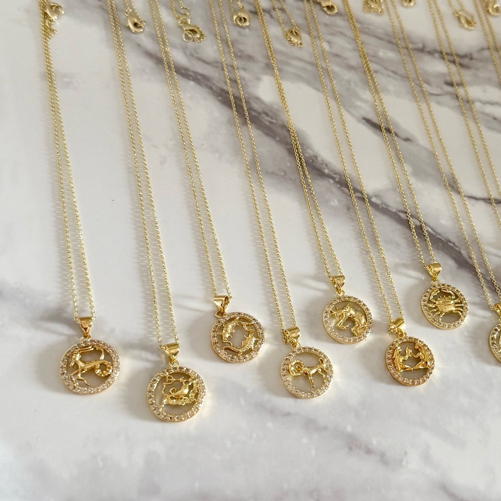 Zodiac Gold and Crystal Necklace